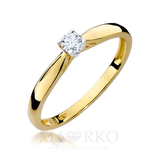 Złoty pierścionek z cyrkonią zaręczynowy Klasyka